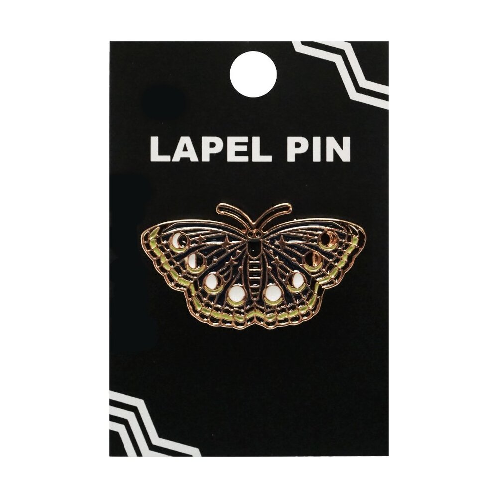 Moon Phases Moth Enamel Pin- Cute Lunar Nature Astronomy Symbol Apparel Gift NWT